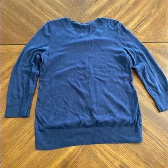 Ann Taylor Navy Blue Crewneck Sweater lace overlay Large - Picture 2 of 6